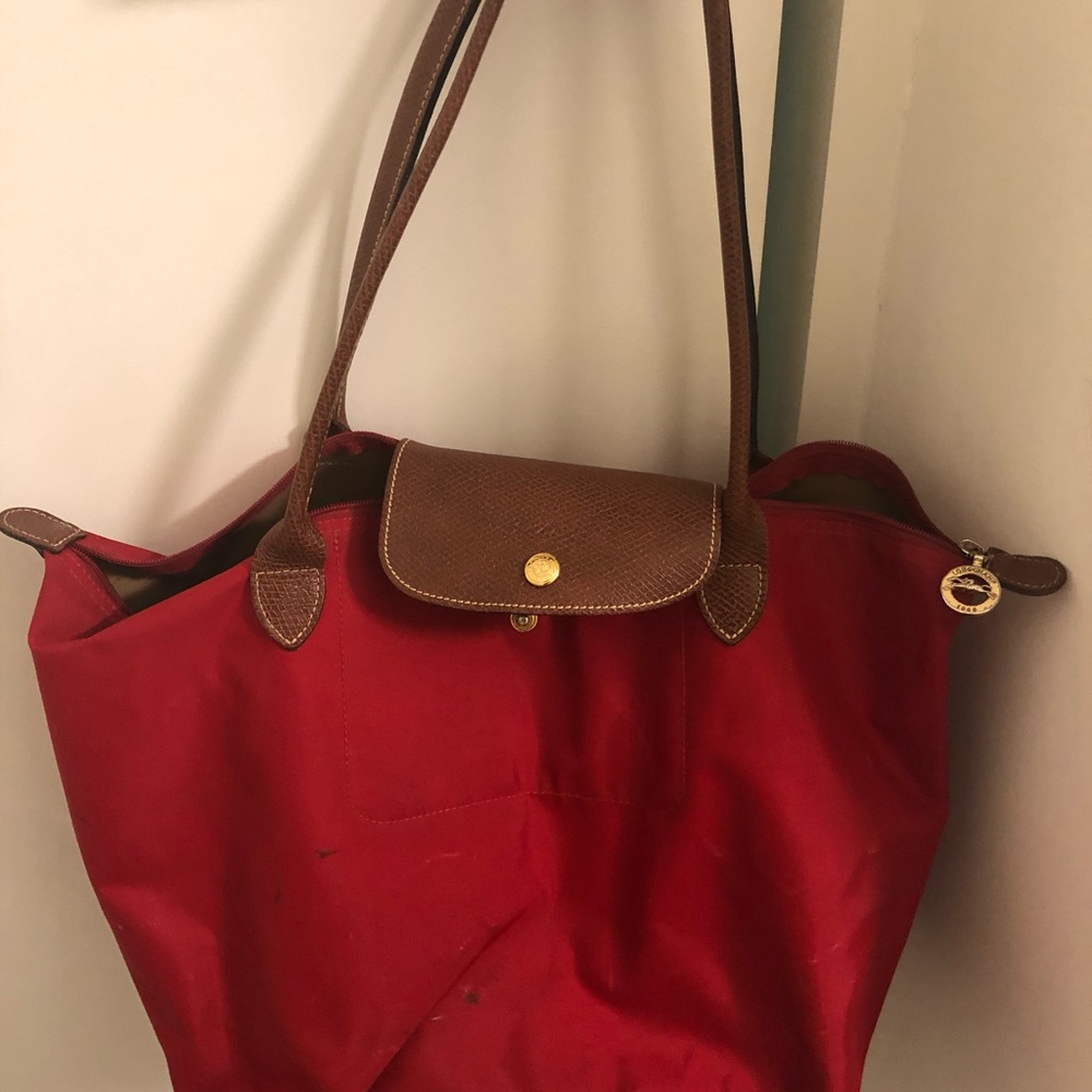 Red long champ bag